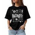 thumbnail image 1 of Camiseta de mujer, camisetas de manga corta, camisetas casuales, camisetas de cuello redondo con dibujo de amor para el Día de San Valentín para mujer, 1 of 8