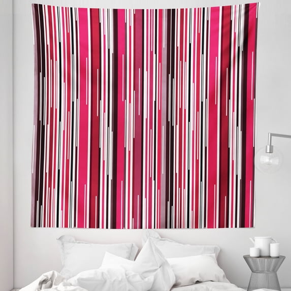 Abstract Tapestry, Digital Contemporary Style Neon Lines Vertical Striped Bands in Warm Tones Image, Fabric Wall Hanging Decor for Bedroom Living Room Dorm, 5 Sizes, Multicolor, by Ambesonne
