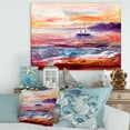 thumbnail image 2 of Designart ' Boat On The Ocean During VIbrant Sunset Glow ' Nautical & Coastal Canvas Wall Art Print, 2 of 4