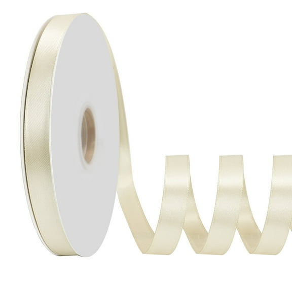 Double Face Satin Ribbon 5/8 inch X 100 Yards /roll,Polyester Ribbon for Gift Wrapping Very Suitable for Weddings Party Hair Bow Invitation Decorations and More Beige