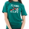 thumbnail image 3 of Big Size Flying Is Life Graphic Design Unisex Short Sleeve Cotton Jersey T-Shirt - Teal 3XL, 3 of 4