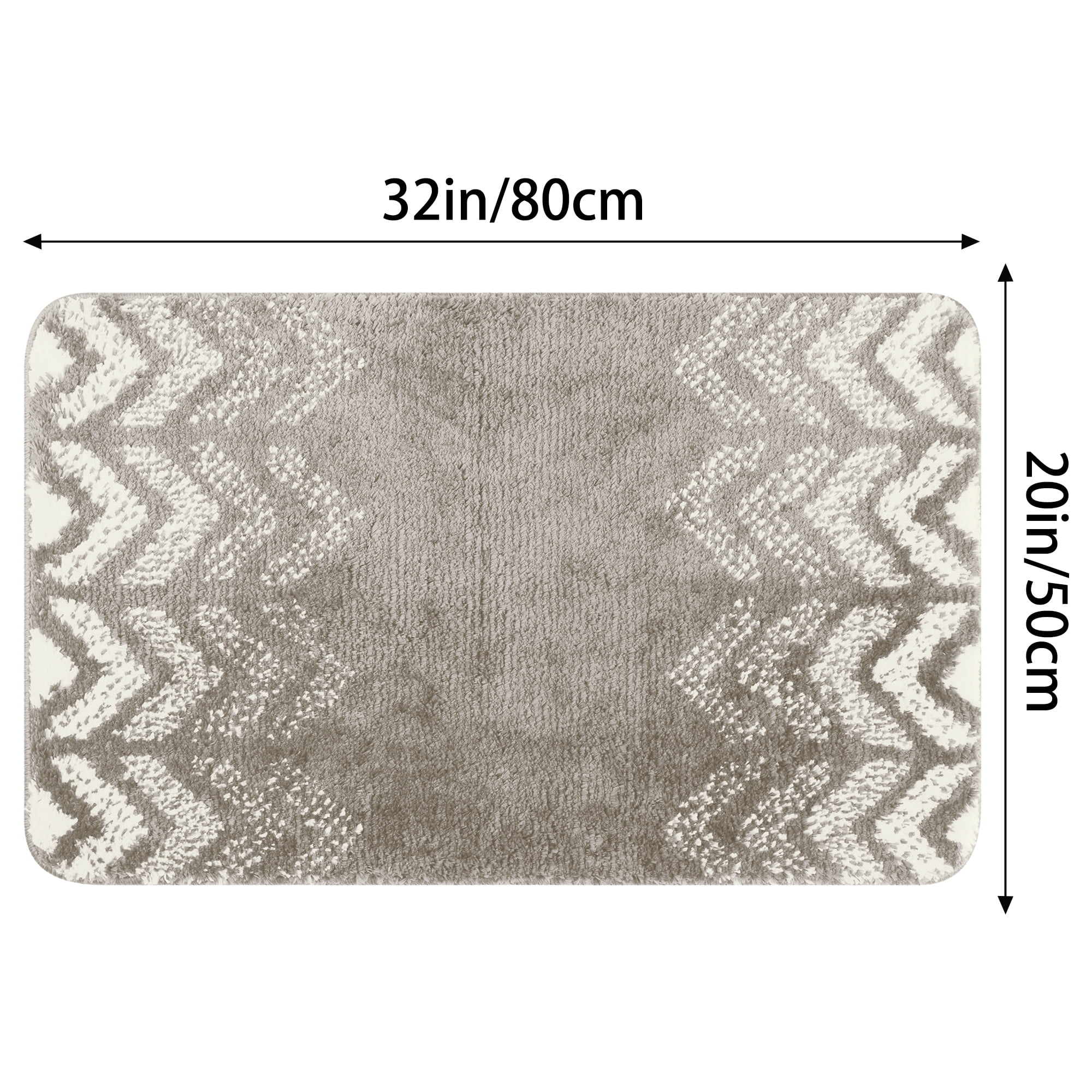 Unique Bargains 2 Pcs Geometric Patterns Bathroom Mats Absorbent Non-Slip Bath Rugs Grey/Blue 20" x 32"