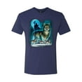 thumbnail image 2 of Wild Bobby, Wolf Howling At the Full Moon Wolf Pack Animal Lover Mens Premium Tri Blend T-Shirt, Vintage Navy, X-Large, 2 of 3