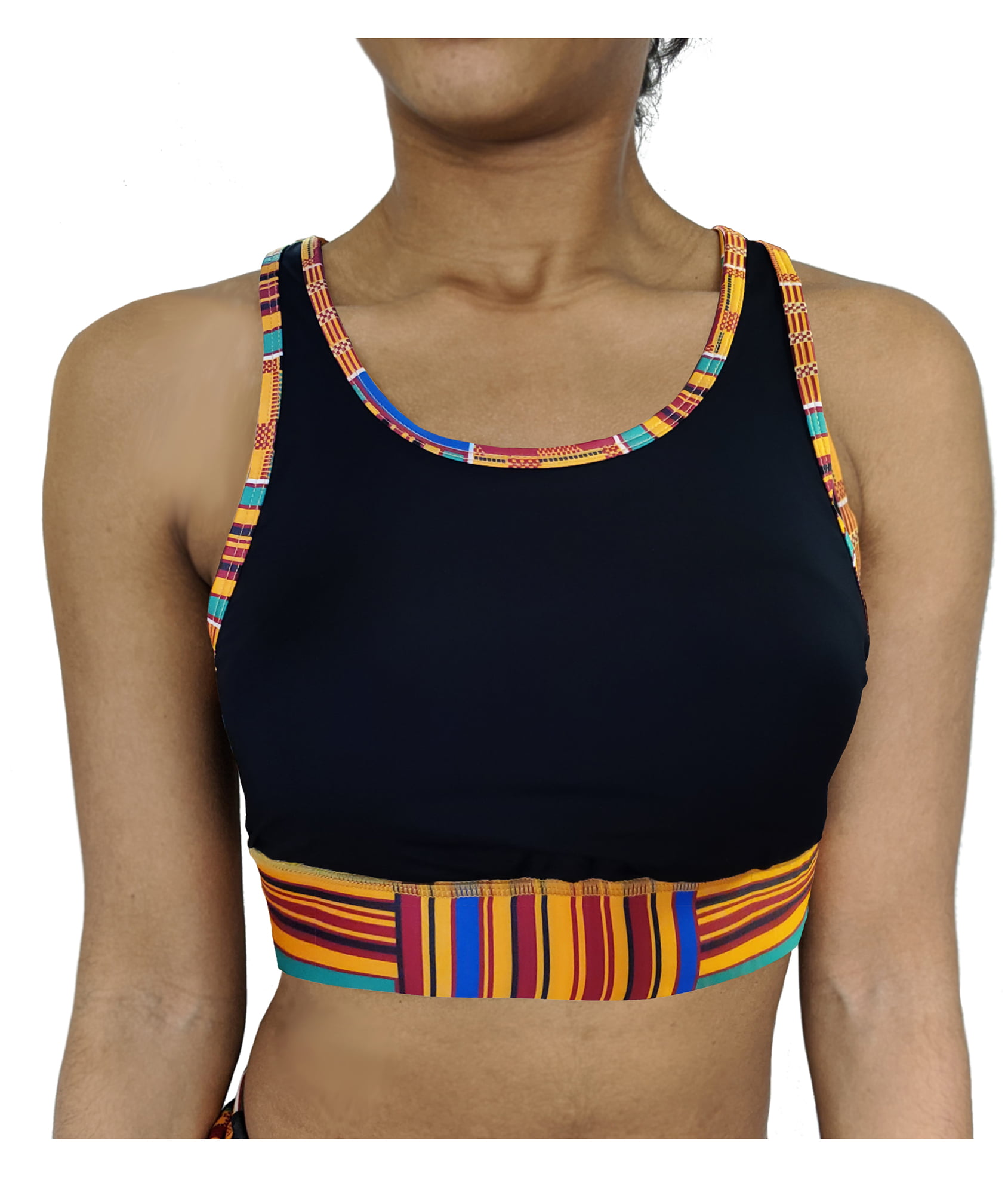 Washoge Alfina Black with Kente African Print Sports Bra for Women -Padded  Seamless High Impact Support for Yoga Gym Workout Fitness (XS-2X) -  Walmart.com