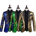 thumbnail image 3 of Traje de cuello vuelto con lentejuelas para hombre, traje para actuación en el escenario, club nocturno, bar, DJ, cantante, presentador, top moderno, 3 of 6