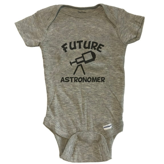 Future Astronomer Cute Telescope Baby Bodysuit - One Piece Baby Bodysuit - Grey
