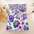 thumbnail image 5 of Homewish Vintage Bohemian Print Queen Sheets,Purple Floral Blossom Queen Sheet Sets,4pcs,1 Flat Sheet, 1 Fitted Sheet and 2 Pillowcases, 5 of 6