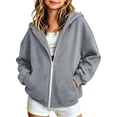 thumbnail image 2 of WQNVRNR Girls Zip up Hoodie- Warm Long Sleeve Loose Casual Kids Fall Sweatshirt Jackets Gray Size 5-14, 2 of 9