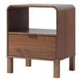 thumbnail image 1 of Walker Edison 1-Drawer Wood Nightstand with Rounded Edge in Brown, 1 of 11