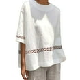 thumbnail image 1 of WEAIXIMIUNG Hauts d'Été pour Femmes Manches Courtes Col Rond T-Shirts Décontractés Manches Bouffantes, 1 of 6