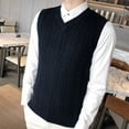 thumbnail image 5 of JGGSPWM Mens V Neck Solid Cable Knit Plus Size Sweaters Winter Casual Sleeveless Classic Fit Vest Black XL, 5 of 9