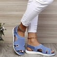 thumbnail image 5 of Utoimkio Women's Open Toe Flat Sandals Summer Comfortable Elastic Strap Adjustable Platform Sandals Casual Walking Shoes, 5 of 8