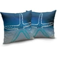 thumbnail image 2 of Blue and White Linen Pillow Covers 16x16 Set of 2 Coastal Beach Style Throw Pillow Covers Big Starfish Square Cushion Covers for Outdoor Living Room Home Decor, 2 of 6