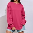 thumbnail image 3 of VBVC No Boundaries Womens Crewneck Sweatshirt, Long Sleeve Oversized Shirts, Women's Pullover Fall Sweater Y2k ,Hot Pink,Size L, 3 of 8
