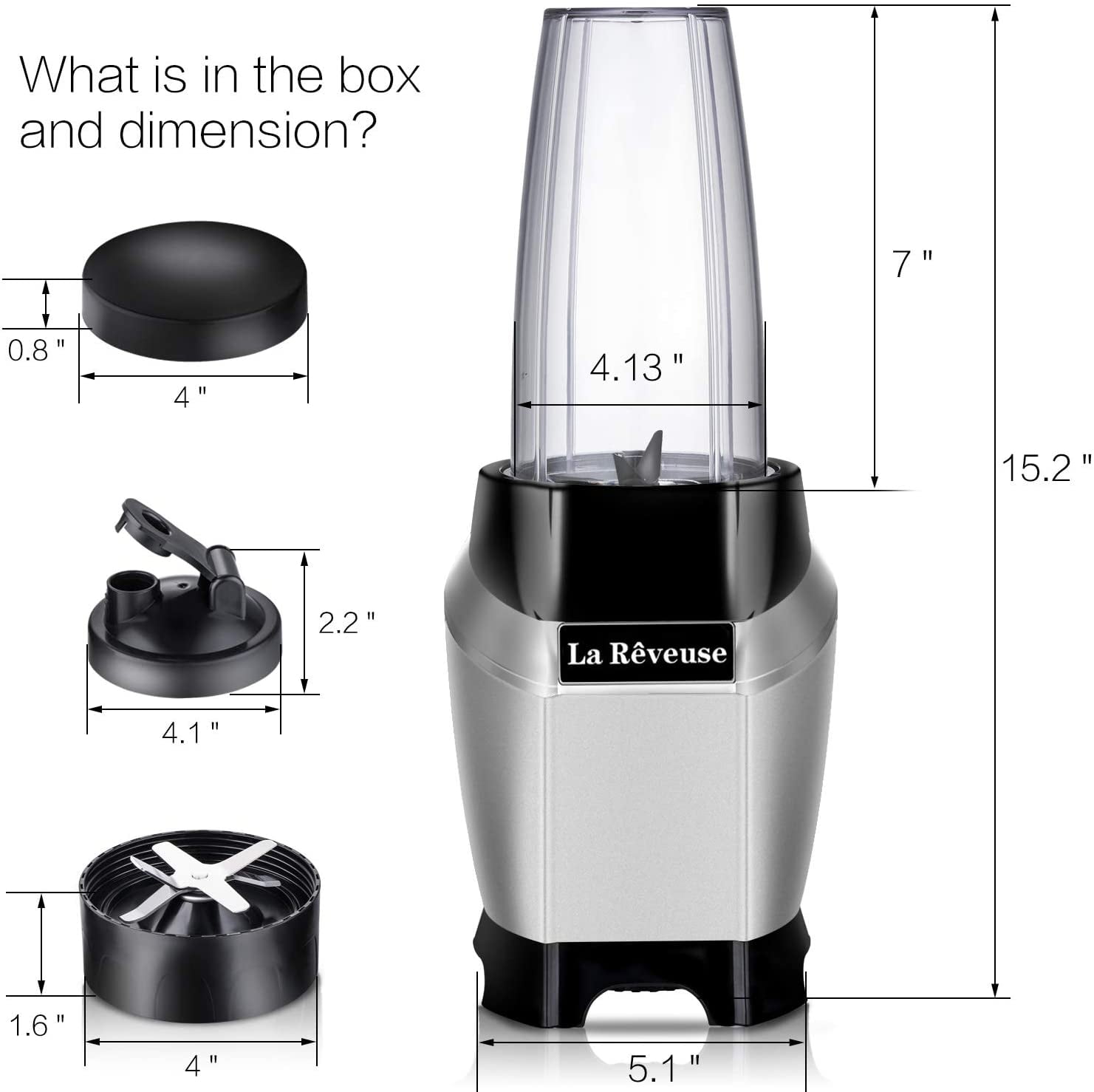 La Reveuse Personal Blender Making Shakes and Smoothies 1000 Watt-with 24 oz Free Portable Travel Bottle