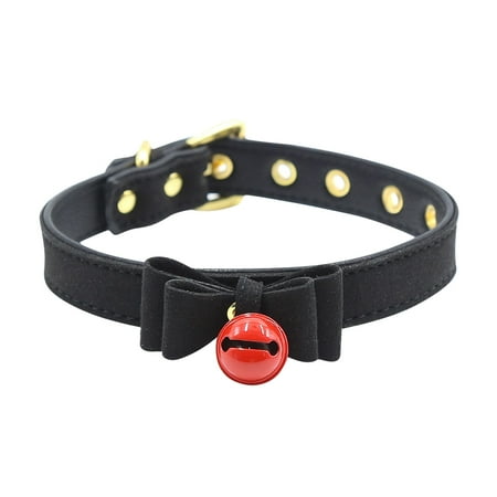 

vbnergoie Leather Necklace Bow Choker Kitty Necklace Choker Collar For Women Rope Metal Link Chain Bell Pendant Punk Necklace Jewelry Accessories Water Bras Push up B6 Pasties
