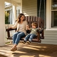 thumbnail image 2 of Innovaze 4 FT Rustic Fir Wood Porch Swing, Handcrafted Outdoor Hanging Bench, Heavy-Duty 900lbs for Patio Garden, 2 of 6