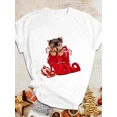 thumbnail image 4 of Camiseta de estilo navideño para mujer, ropa con estampado de dibujos animados, moda para mujer, 4 of 4