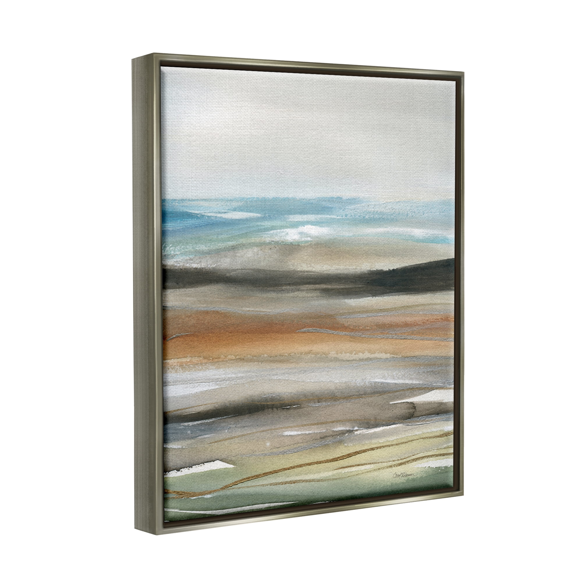 Stupell Industries Abstract Landscape Painting Abstract Painting Gray Floater Framed Art Print Wall Art