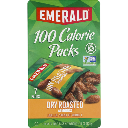 Emerald Dry Roasted Almonds 100 Calorie Packs, 7-Count Box