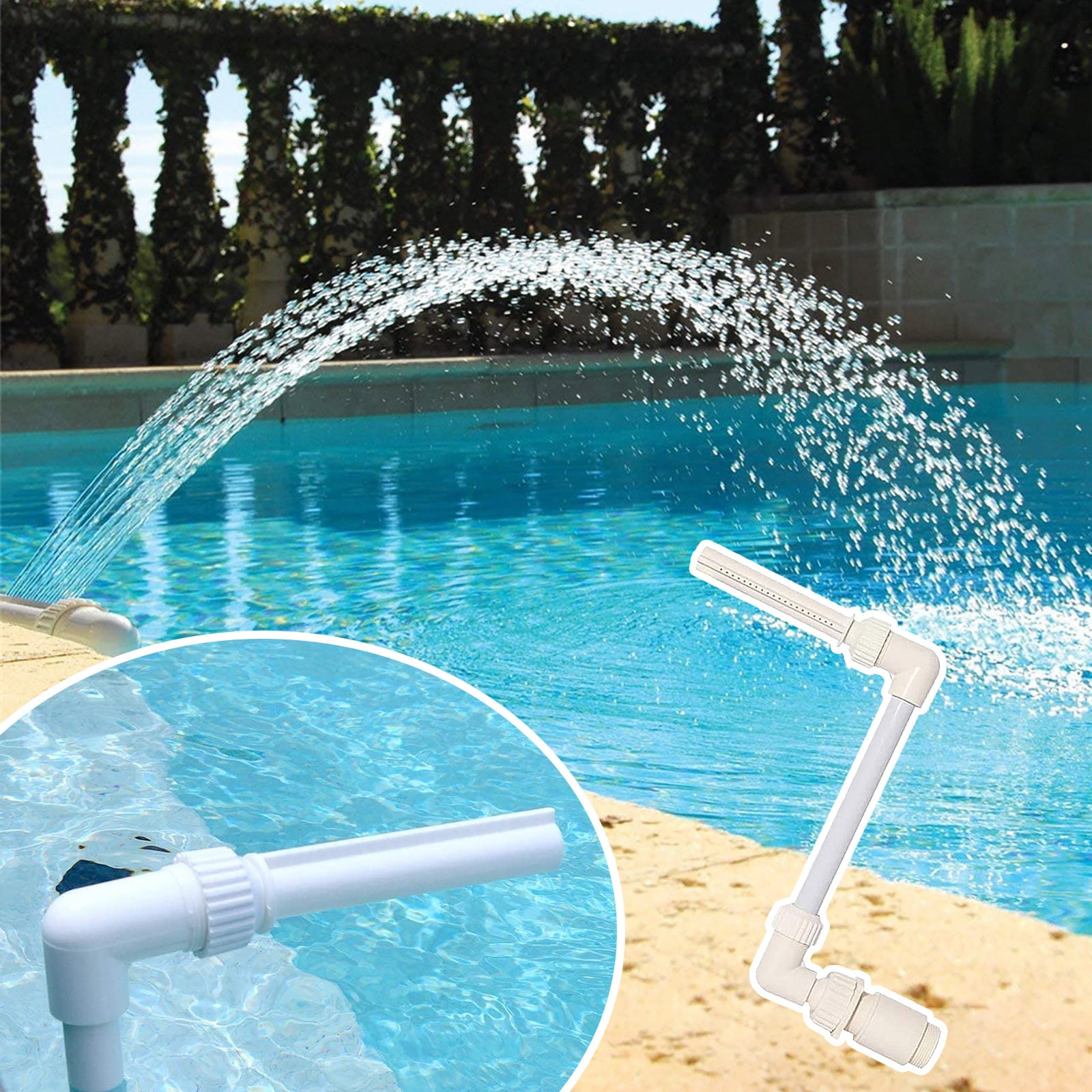 Pool Fountain Spray Wall Mounted Pond Sprinkler Adjustable Above Ground Waterfall Fountain White 