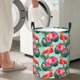 thumbnail image 5 of Sikiie Palm Leaves Flamingo Print Round Dirty Clothes Basket, Waterproof Standing Foldable Storage Basket, for Laundry Room, Bedroom, Bathroom Storage-Small, 5 of 6