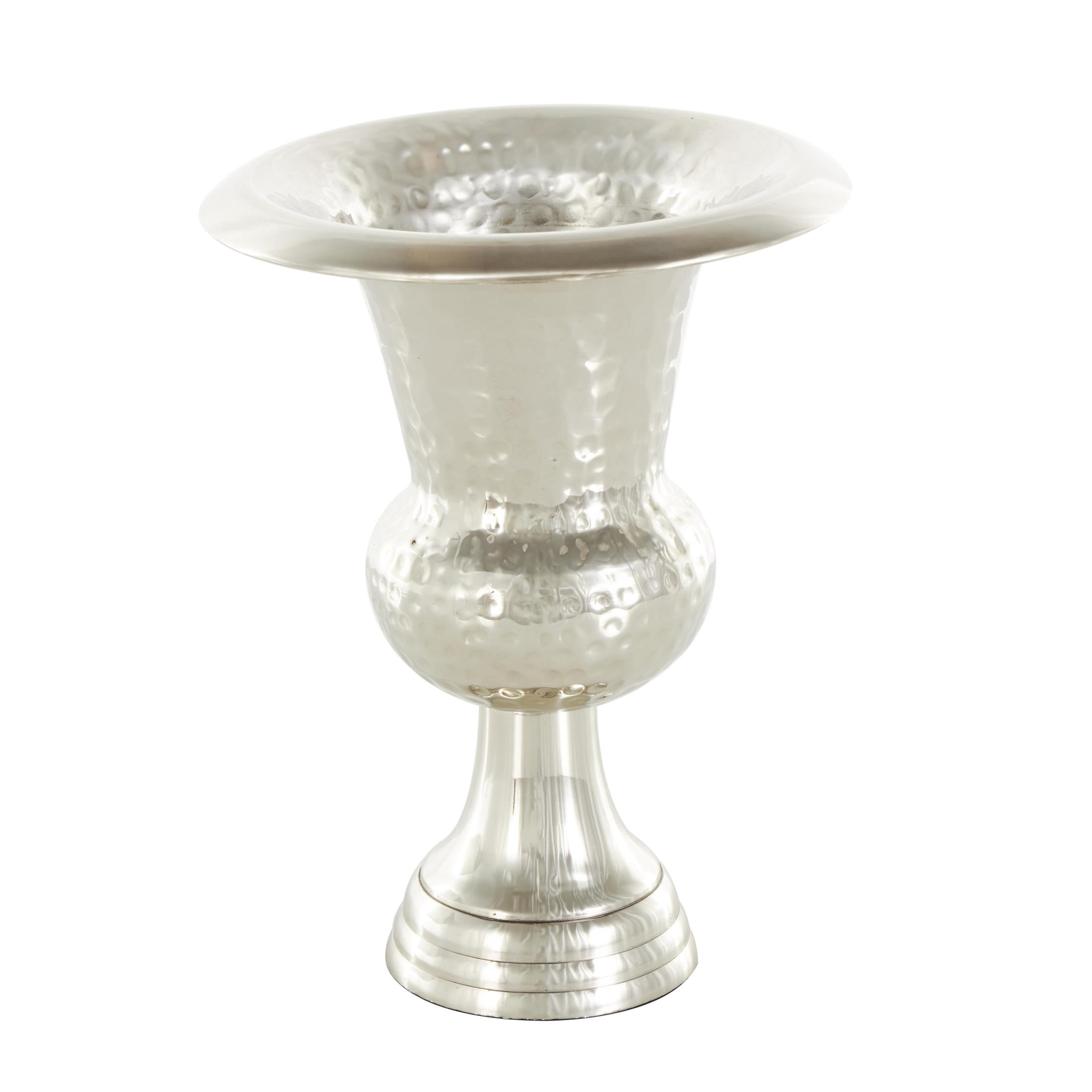 DecMode 11" Goblet Inspired Hammered Silver Aluminum Metal Vase