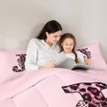 thumbnail image 4 of Erosebridal Cheetah Print J Personalized Initial Twin Comforter Sets 3-Piece For Teens,Girls Vintage Leopard Print Bowknot Bedding Set,Pink Reversible, 4 of 6