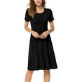 thumbnail image 4 of Eternal Blue Love  Women's Summer Casual Short Sleeve Dressy Dresses Empire Waist Knee Length Dress with Pockets, 4 of 7
