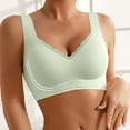 thumbnail image 2 of HNMKIU Plus Size Women’s Solid Color Bralette Wireless Comfort Bra Fashion Wavy Edge Full Coverage Soft Bra for Everyday Wear Z8124-Light Green,40, 2 of 5