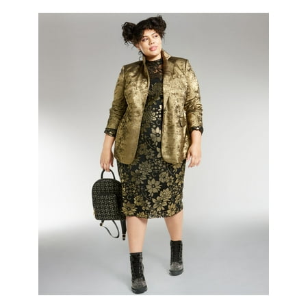 BAR III $149 Womens New Gold Blazer Casual Jacket 16W Plus B+B