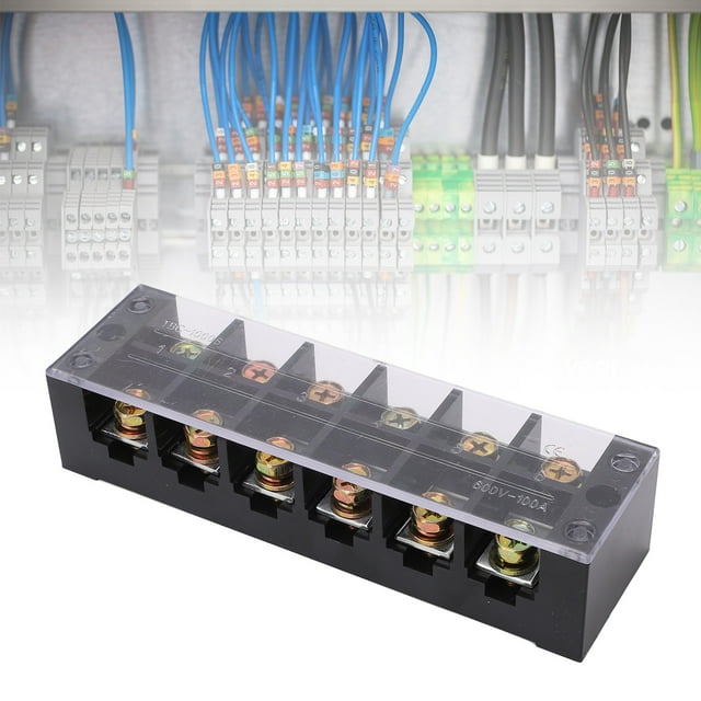 Bande de Borne 100A à Double Rangée, Grande Barrière de Fil de Courant, Bloc de Bande de Borne avec Couvercle Transparent, Boîtier PC, Fente et Tournevis, Applicable, Grand Application
