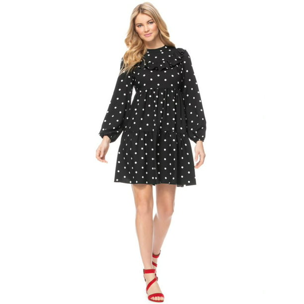 Download Scoop - Scoop Mock Neck Ruffle Dress Women's - Walmart.com ...