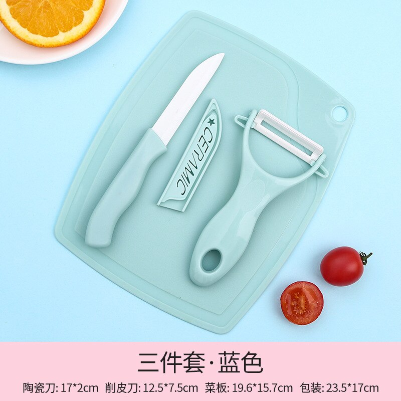 Ceramic Fruit Knife Set Threepiece Chopping Board Melon Fruit Knife