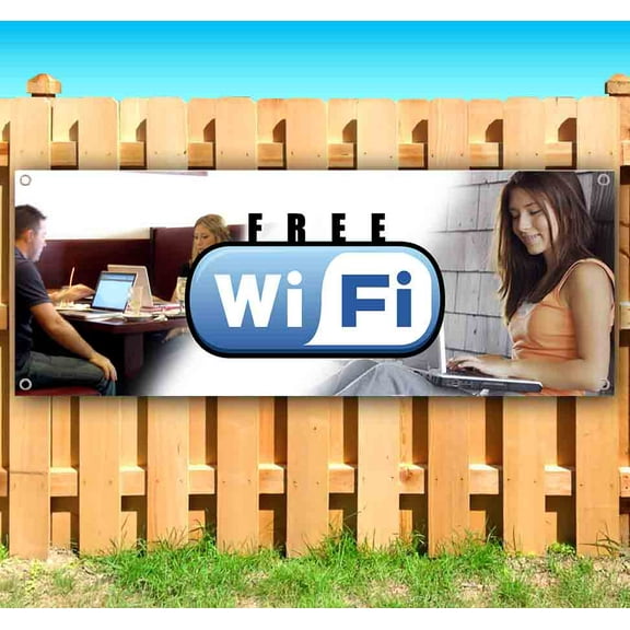 Free Wifi 13 oz Vinyl Banner With Metal Grommets