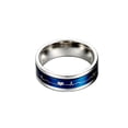 thumbnail image 3 of PAMTIER Unisex Stainless Steel 7MM Blue Electrocardiogram Rotatable Couple Ring Real Lover Heartbeat Wedding Bands Size 11, 3 of 6