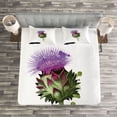 thumbnail image 3 of Ambesonne Artichoke Quilted Bedspread Set 3 Pcs, Blooming Botanic Food, Queen Size, Fern Green Violet, 3 of 3