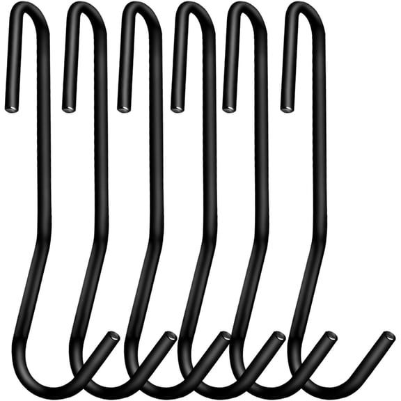 Heavy Duty S Hooks, Black Pot Rack Holder Hanger Hooks for Hanging Kitchen Utensils, Pots, Pans, Clothes, Towels, Plants with 90 Degree Twist Angled