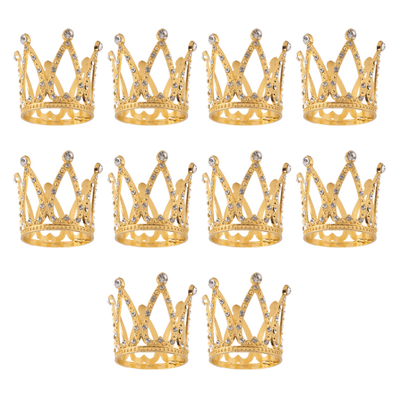 10 Pcs Gold Cake Topper Tiny Baby Small Rhinestone Crown for Flower Arrangements Shower Birthday Wedding Decor