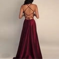 thumbnail image 1 of Vestido de noche azul cielo claro de satén largo con espalda cruzada para mujer, vestido de noche formal para ocasiones especiales, 1 of 1