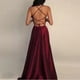 thumbnail image 1 of Vestido de noche azul cielo claro de satén largo con espalda cruzada para mujer, vestido de noche formal para ocasiones especiales, 1 of 1