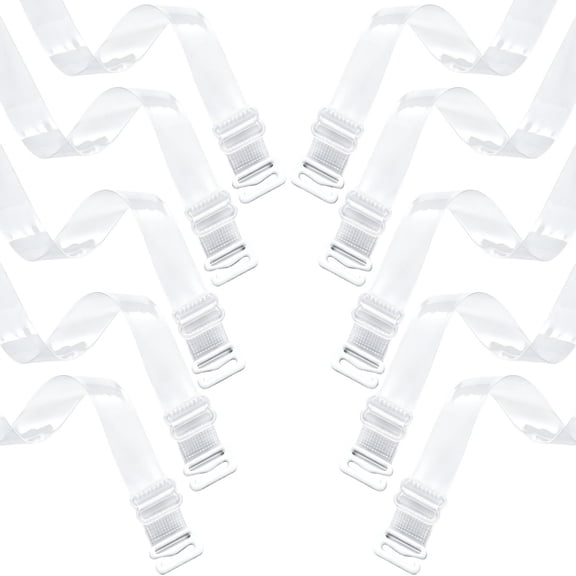 Gogcaro Clear Bra Straps, 5-Pairs Invisible Non-Slip Adjustable Transparent Bra Straps for Strapless Bra, Ballet Dance
