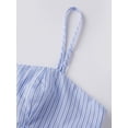 thumbnail image 3 of Conjunto de ropa de verano para mujer: top de tirantes finos sin mangas con estampado de rayas y shorts con cintura elástica (2 piezas)., 3 of 9