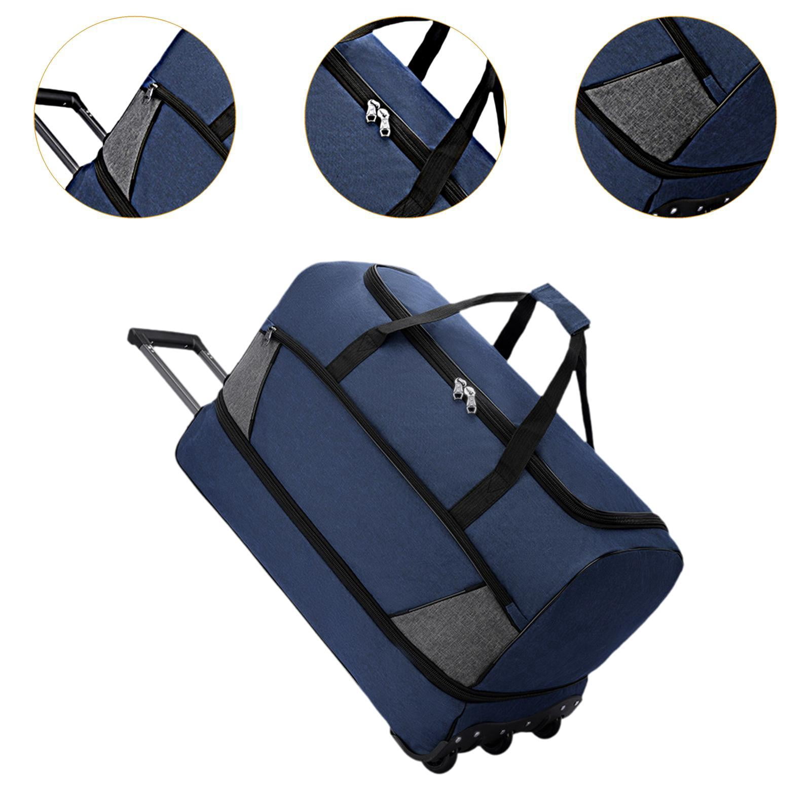 Wzmzjy Travel Duffel Bag with Wheels Portable Multifunctional for Weekend Getaway Blue M