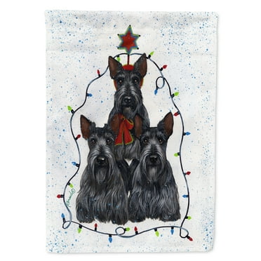 Carolines Treasures PPP3176GF Scottie Christmas Family Tree Flag Garden Size  Small multicolor