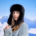 thumbnail image 2 of iHPH7 Russian Hat Trapper Hat Winter Cap Winter Hats for Women Cold Weather Trapper Hat Fuzzy Hat Fleece Hat Black One Size, 2 of 6