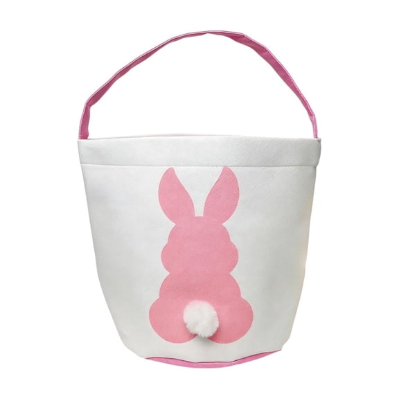 Yooshoverk Rabbits Bag Easter Small Bag Children'S Easter Tote Bag Gift Snacks Candy Easter Egg Canvas Bag Pink 9.84X9.06 In