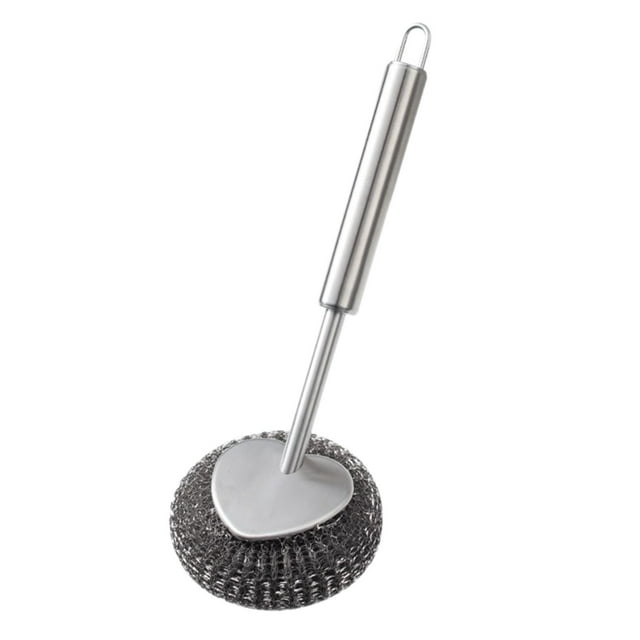 Cepillo de cocina de mango largo, herramienta para limpiar platos, cepillo para fregar sartenes sin rayones 26cm