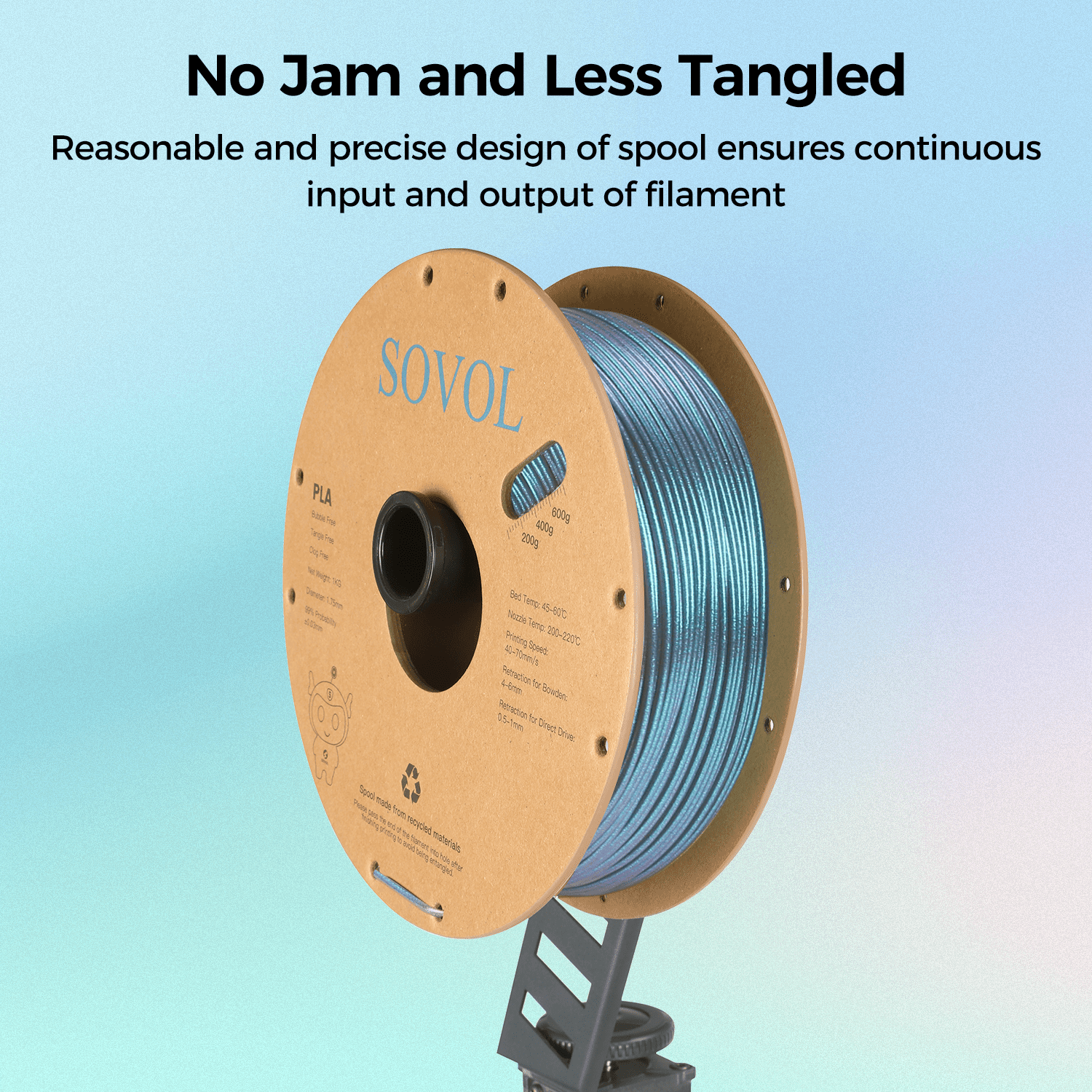 Sovol Silk PLA Filament with Blue Glitter 1kg 1.75mm, Color Changeable 3D Printer Filament 2.2lbs, Chameleon Shiny PLA Material +/-0.03mm, Shimmering 3D Printing Filament, Galaxy Blue