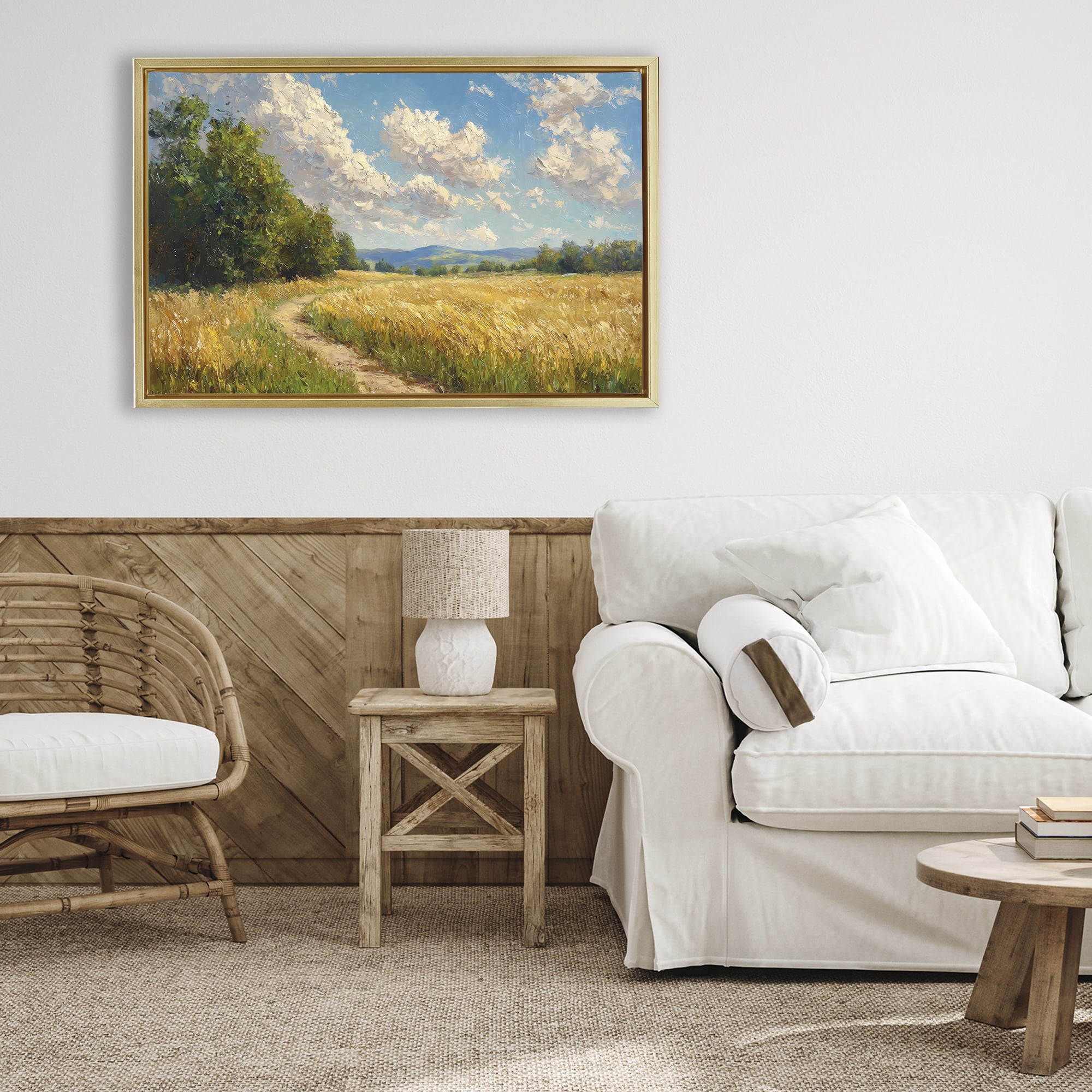 Stupell Industries Winding Path Through Wheat Field Gold Framed Floater Canvas Wall Art, design by Creative Studio